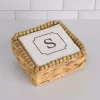 Monogram S Beaded Napkin Holder Set