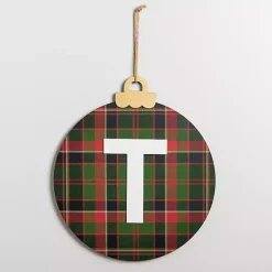 Monogram T Plaid Ornament Wall Plaque