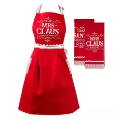 Mrs. Claus Apron and Kitchen Towels, Set of 3