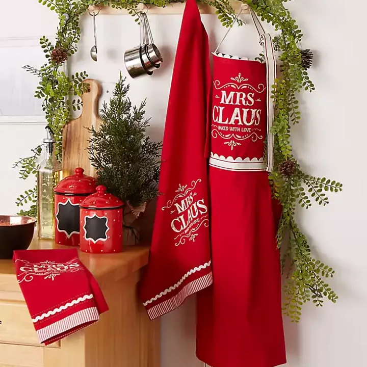 Mrs. Claus Apron and Kitchen Towels, Set of 3