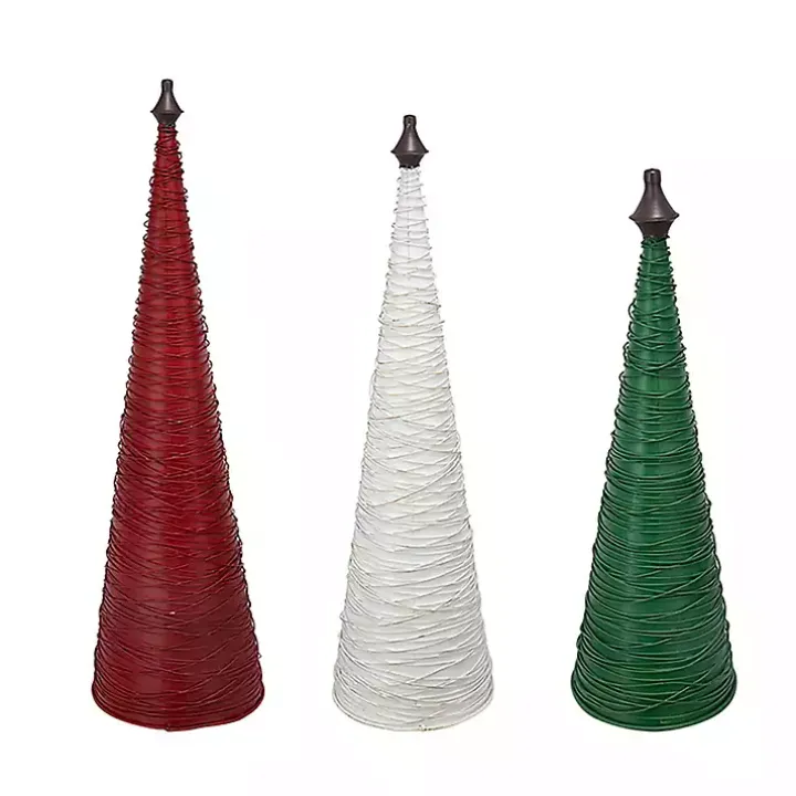 Multicolor Swirled Iron Christmas Trees, Set of 3
