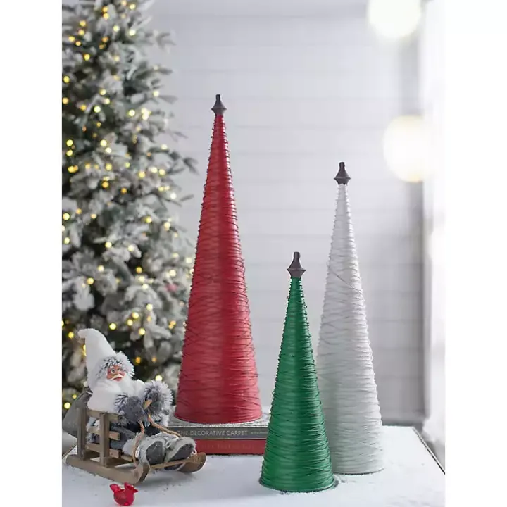 Multicolor Swirled Iron Christmas Trees, Set of 3
