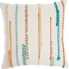Multicolor Woven Dotted Lines Pillow