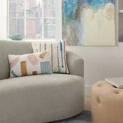 Multicolor Woven Dotted Lines Pillow