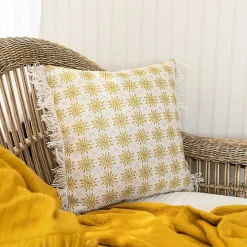 Mustard Boho Floral Indoor/Outdoor Pillow