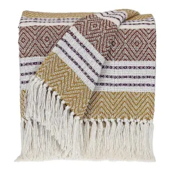 Mustard Herringbone Multi Striped Throw