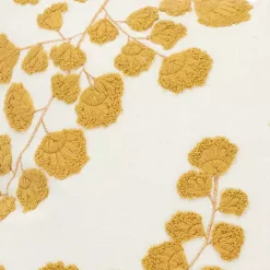 Mustard Yellow Embroidered Floral Throw Pillow