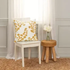 Mustard Yellow Embroidered Floral Throw Pillow