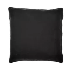 Natural & Black Embroidered Floral Throw Pillow