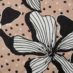 Natural & Black Embroidered Floral Throw Pillow