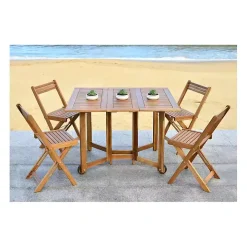 Natural Acacia Wood 4-pc. Foldable Dining Set