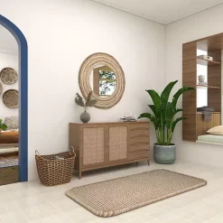 Natural and Black Seagrass Diamond Weave Basket