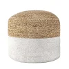 Natural and White Neely Jute Braided Pouf