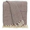 Natural Brown Striped Woven Tassel Throw