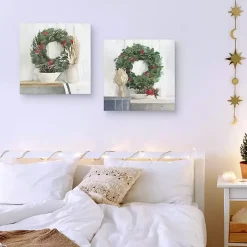 Natural Christmas Wreaths Canvas Prints, Set of 2