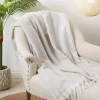 Natural Herringbone Faux Mohair Throw