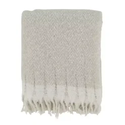 Natural Herringbone Faux Mohair Throw