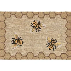 Natural Honeycomb & Bees Outdoor Accent Rug