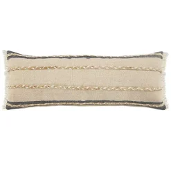 Natural Jute Braided Stripe Lumbar Pillow