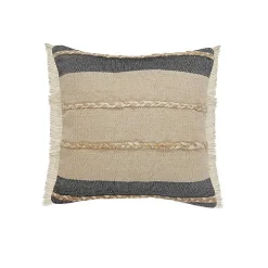 Natural Jute Braided Stripe Throw Pillow, 20 in.