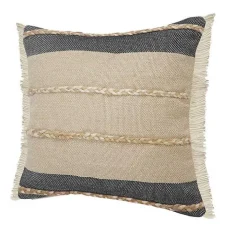 Natural Jute Braided Stripe Throw Pillow, 20 in.