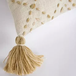 Natural Kantha Stitch Recycled Throw Pillow