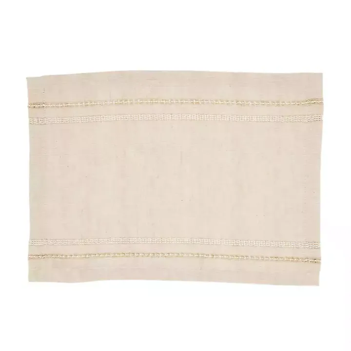 Natural Leno Striped Placemats, Set of 4