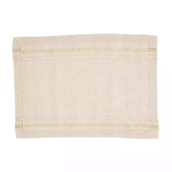 Natural Leno Striped Placemats, Set of 4