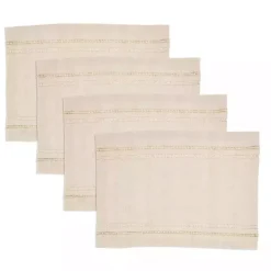 Natural Leno Striped Placemats, Set of 4