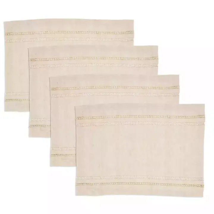 Natural Leno Striped Placemats, Set of 4