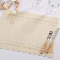 Natural Leno Striped Placemats, Set of 4