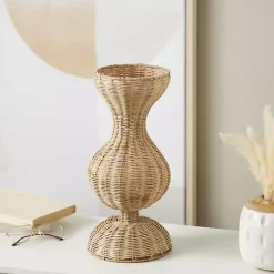 Natural Rattan Hourglass Vase
