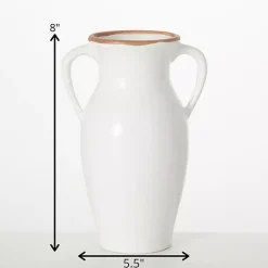 Natural Rimmed White Urn Vase