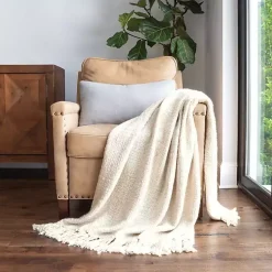 Natural Slubbed Yarn Throw
