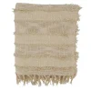 Natural Striped and Fringe Throw Blanket
