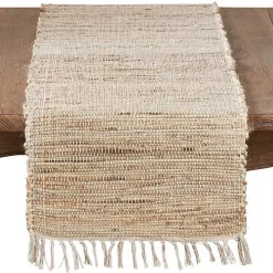 Natural Tasseled Chindi Outdoor Table Runner