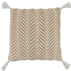 Natural Wavy Chevron Woven Jute Pillow