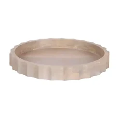Natural Wood Fluted Lissi Round Serving Tray