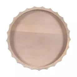 Natural Wood Fluted Lissi Round Serving Tray