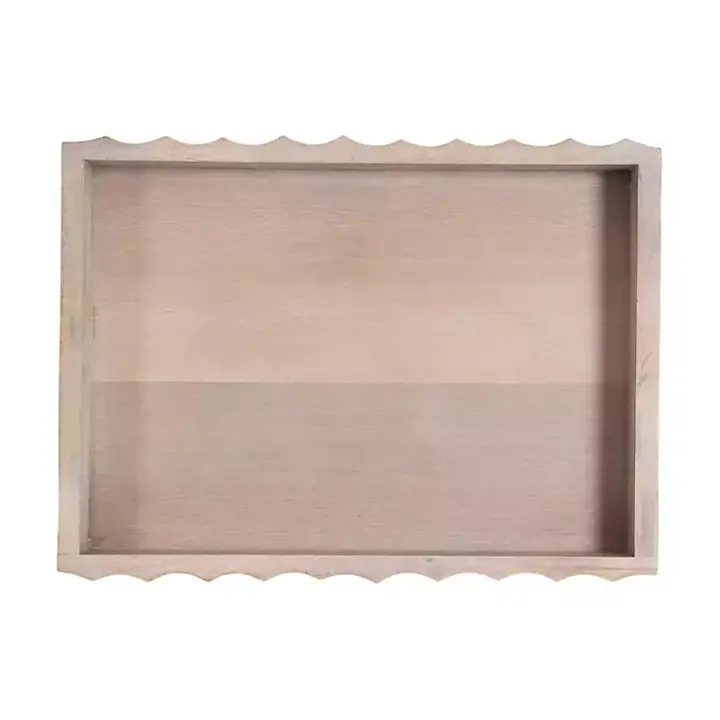 Natural Wood Fluted Lissi Rectangular Serving Tray