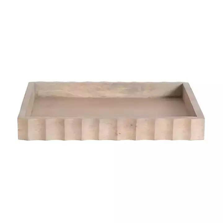 Natural Wood Fluted Lissi Rectangular Serving Tray