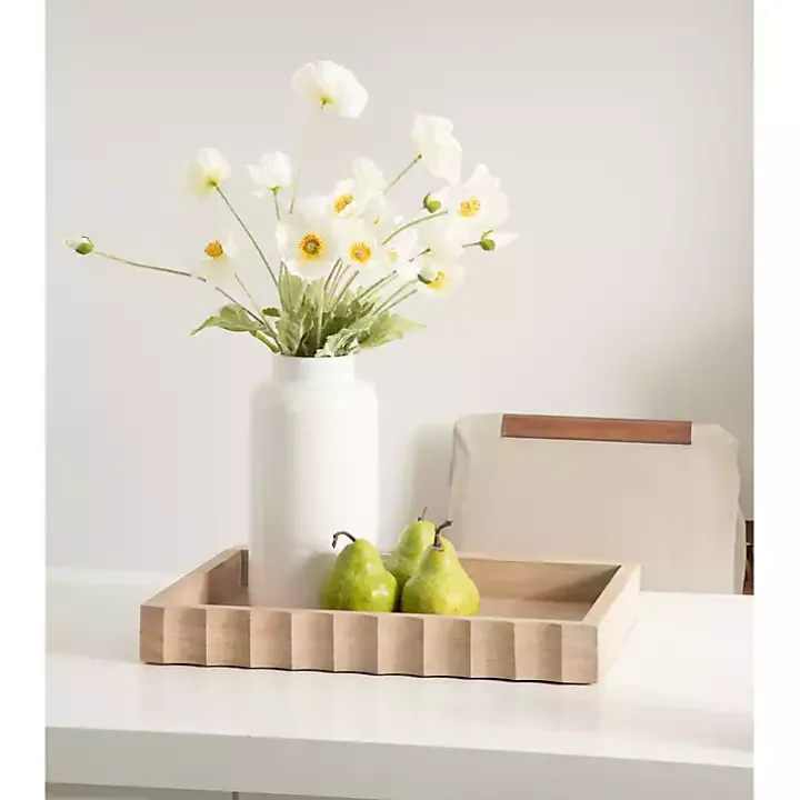 Natural Wood Fluted Lissi Rectangular Serving Tray