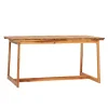 Natural Wood Slatted Box Leg Outdoor Dining Table