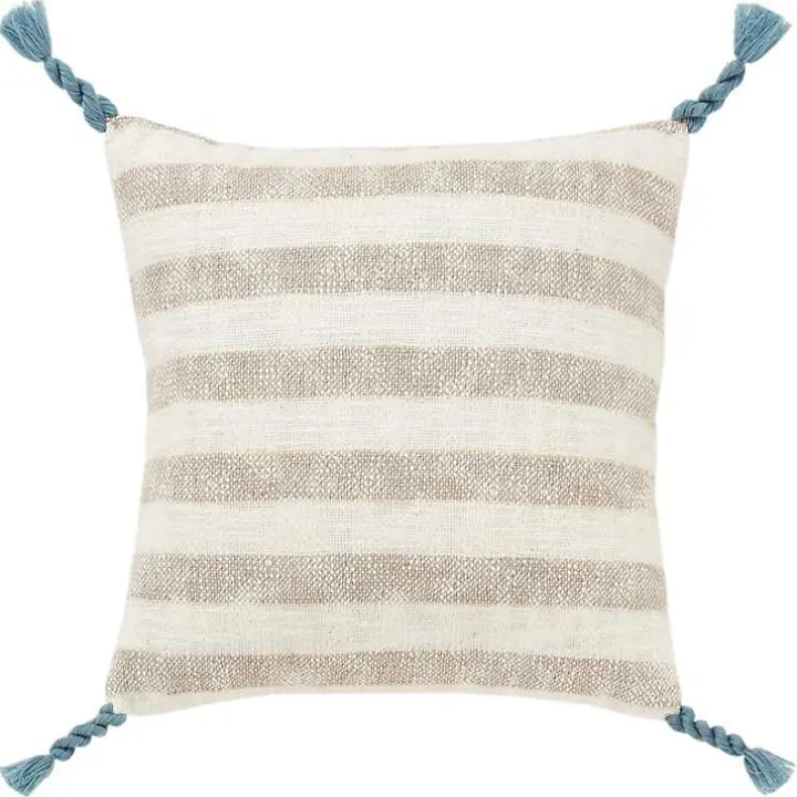 Nautical Stripe & Blue Tassel Pillow