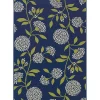 Navy and Green Floral Vine Outdoor Area Rug, 5x7
