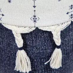 Navy and Ivory Scandinavian Motif Pouf