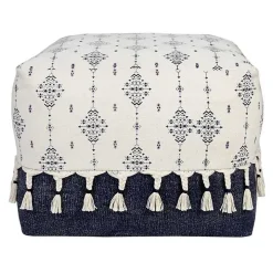 Navy and Ivory Scandinavian Motif Pouf