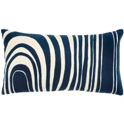 Navy and Natural Wave Lumbar Pillow