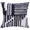 Navy Blue Geometric Shag Throw Pillow