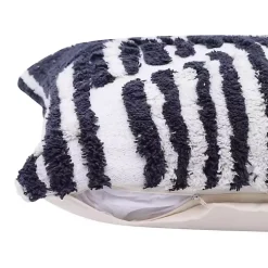 Navy Blue Geometric Shag Throw Pillow